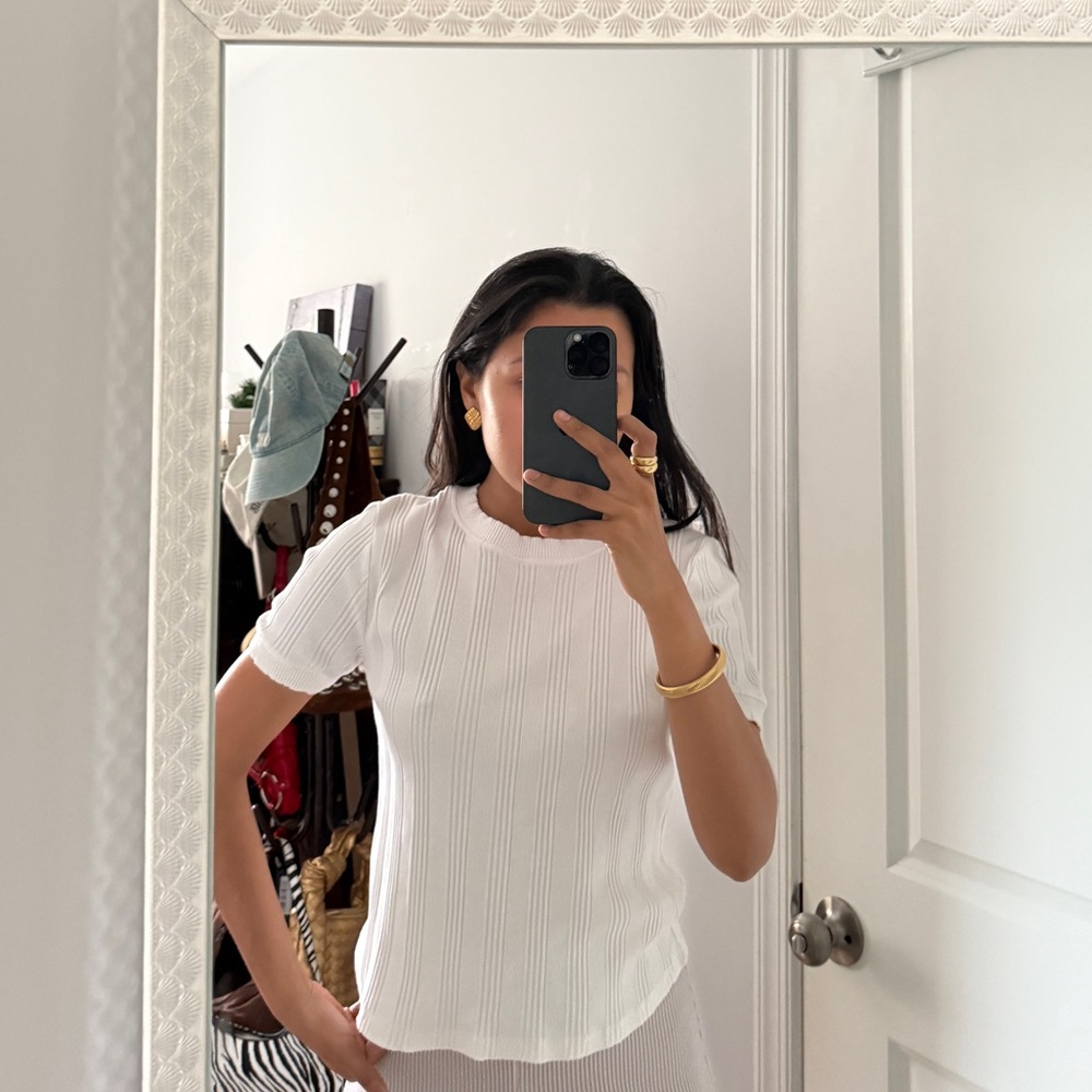 Zara Cream Ribbed Top